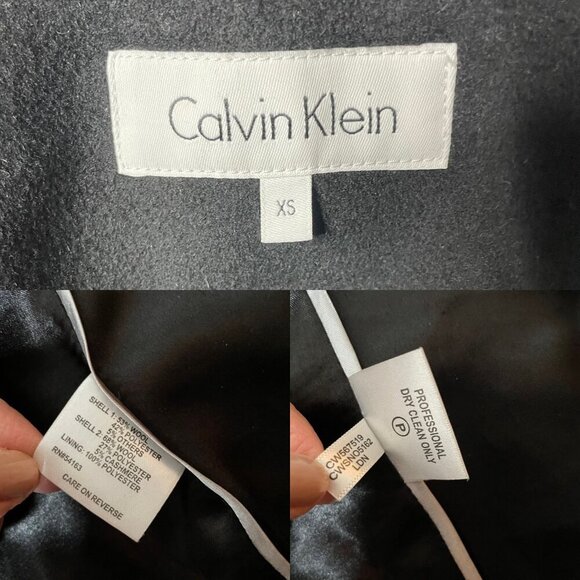 Calvin Klein Women’s XS Khaki Green Asymmetrical Zip Wool Cashmere Blend Coat - Picture 4 of 7